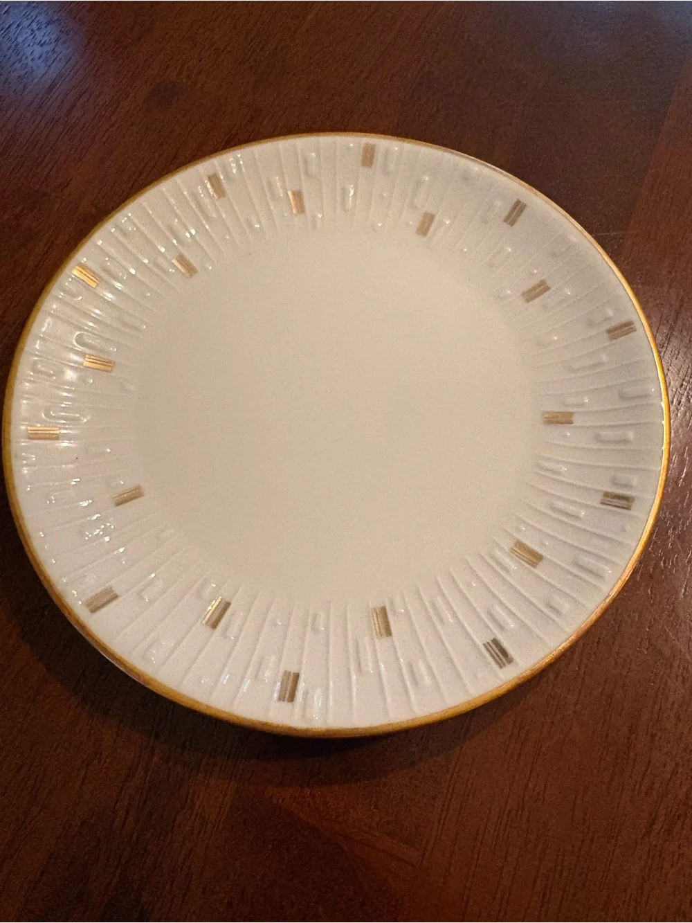 Forest Bavaria White and Gold Rim Ceramic Dessert Plates - Set of 3